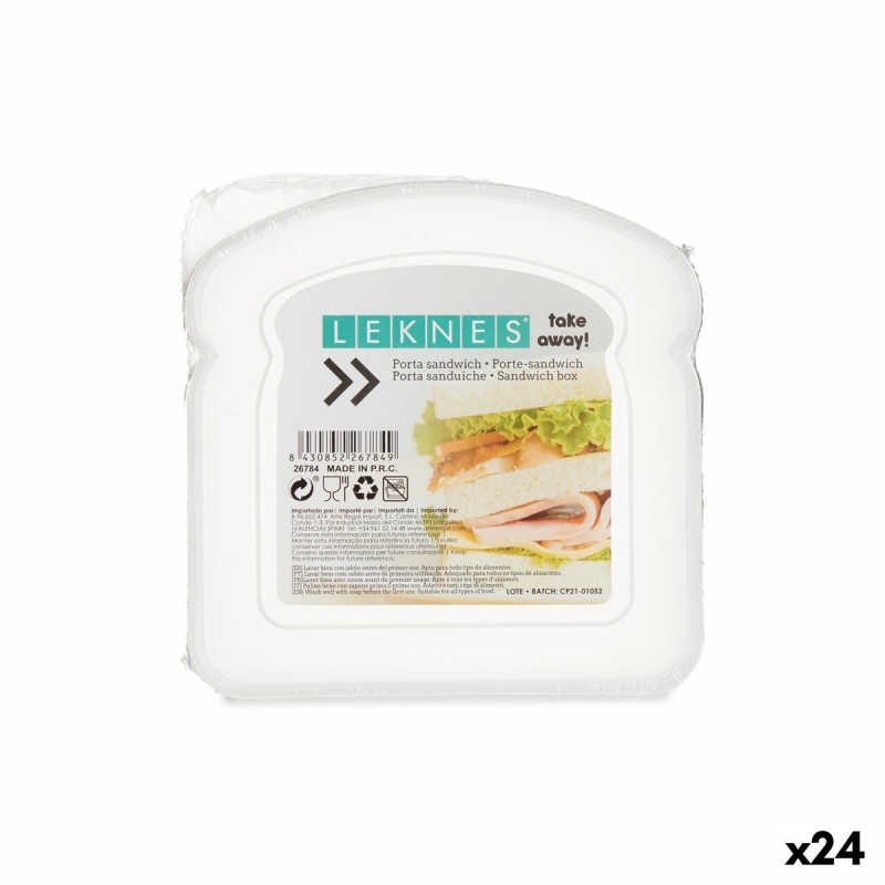 Boîte à Sandwich Leknes 47034E Transparent Plastique 12 x 4 x 12 cm (24 Unités)