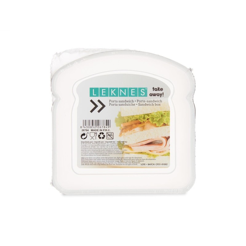 Boîte à Sandwich Leknes 47034E Transparent Plastique 12 x 4 x 12 cm (24 Unités)