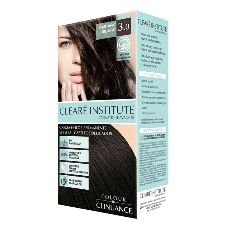 Coloration Permanente en Crème Clearé Institute Colour Clinuance Nº 3.0-castaño oscuro (1 Unités)