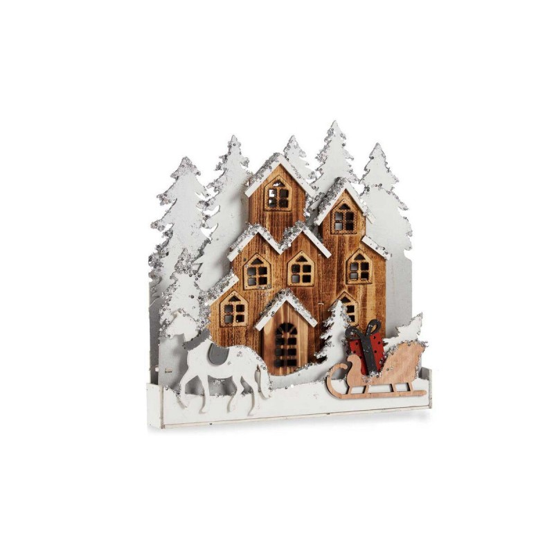 Figurine Décorative Blanc Marron Bois ville 44 x 44