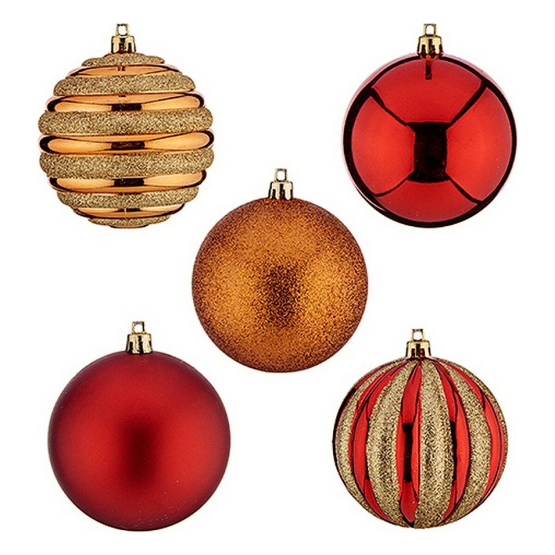 Boules de Noël Ø 8 cm 30 Unités Rouge Doré Orange PVC