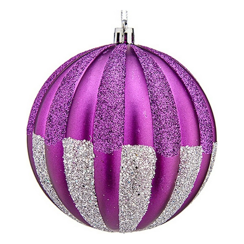 Boules de Noël Ø 10 cm 6 Unités Violet Argenté PVC