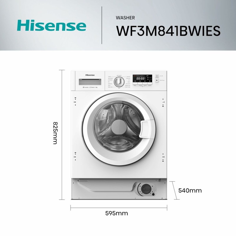 Machine à laver Hisense WF3M841BWIES 59,5 cm 1400 rpm 8 kg