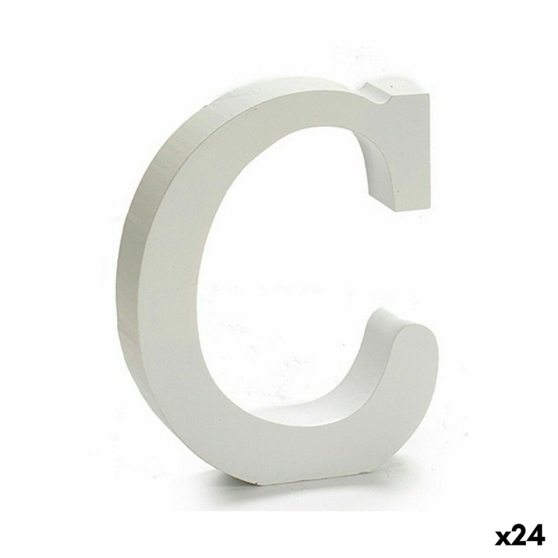 Lettre Pincello C Blanc Bois 2 x 11 cm (24 Unités)