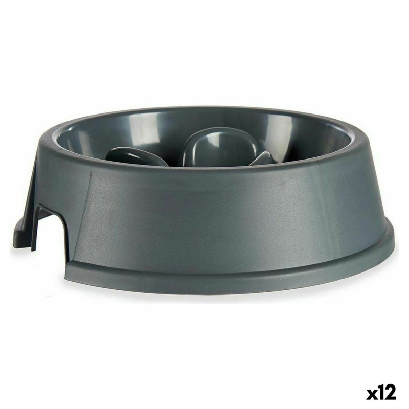 Gamelle à Alimentation Lente pour Animaux de Compagnie Anthracite Plastique (27 x 7