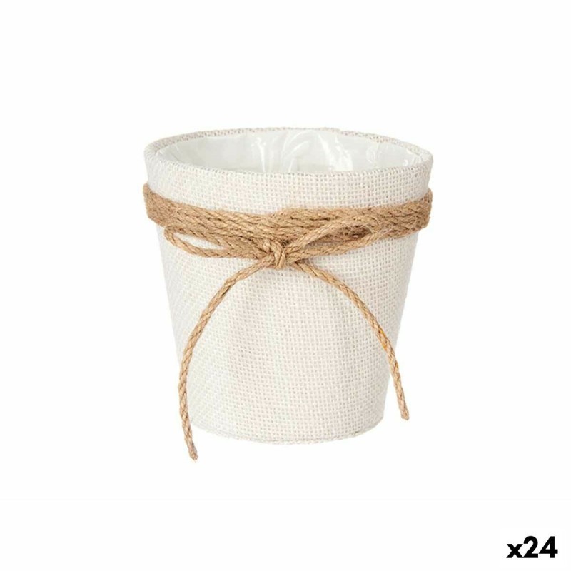 Cache-pot Ibergarden WY18-71 Blanc Marron Tissu Corde Plastique Lien 14 x 12