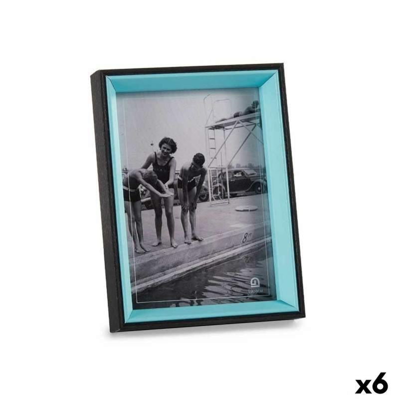 Cadre photo Verre Noir Bleu Bois MDF (6 Unités) (3 x 20 x 15 cm)