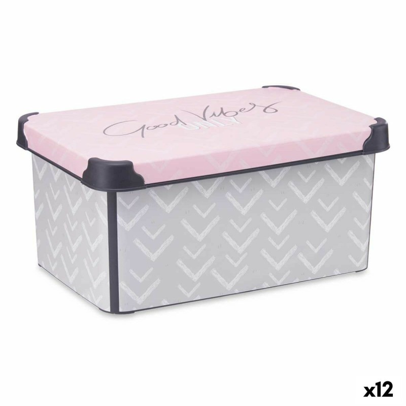 Boîte de rangement avec couvercle Kipit Vibes Gris Rose Plastique 10 L 22