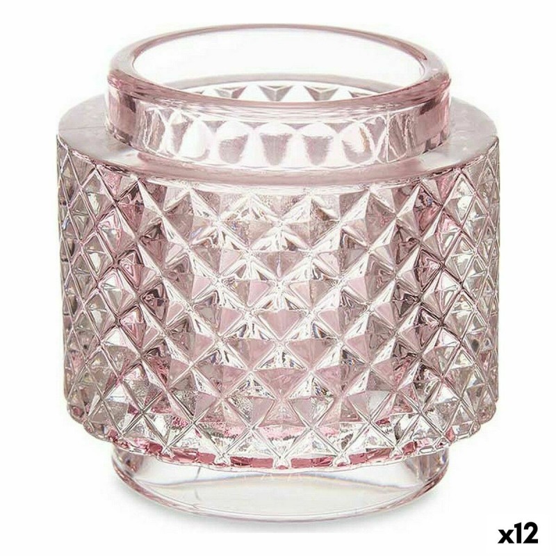 Bougeoir Rose verre (9 x 8