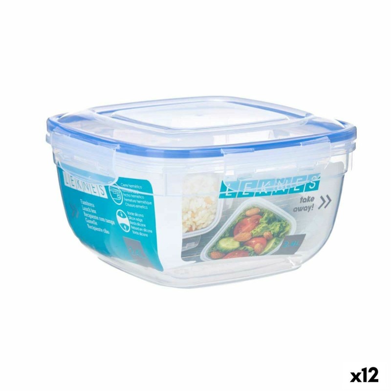 Boîte à lunch hermétique Leknes 30105 Transparent Plastique Carré 2