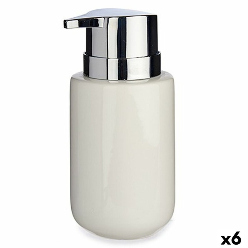 Distributeur de Savon Berilo J1017-A-BLANCO Blanc Argenté Métal Céramique 300 ml 7 x 14