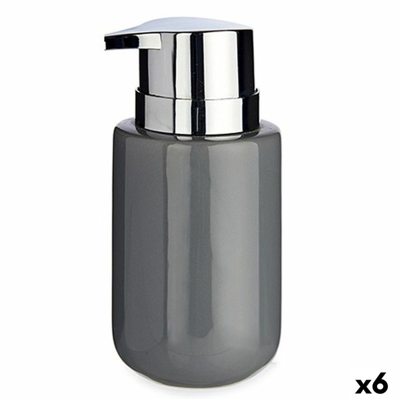 Distributeur de Savon Berilo J1017-A-GRIS Gris Argenté Métal Céramique 350 ml 7 x 14