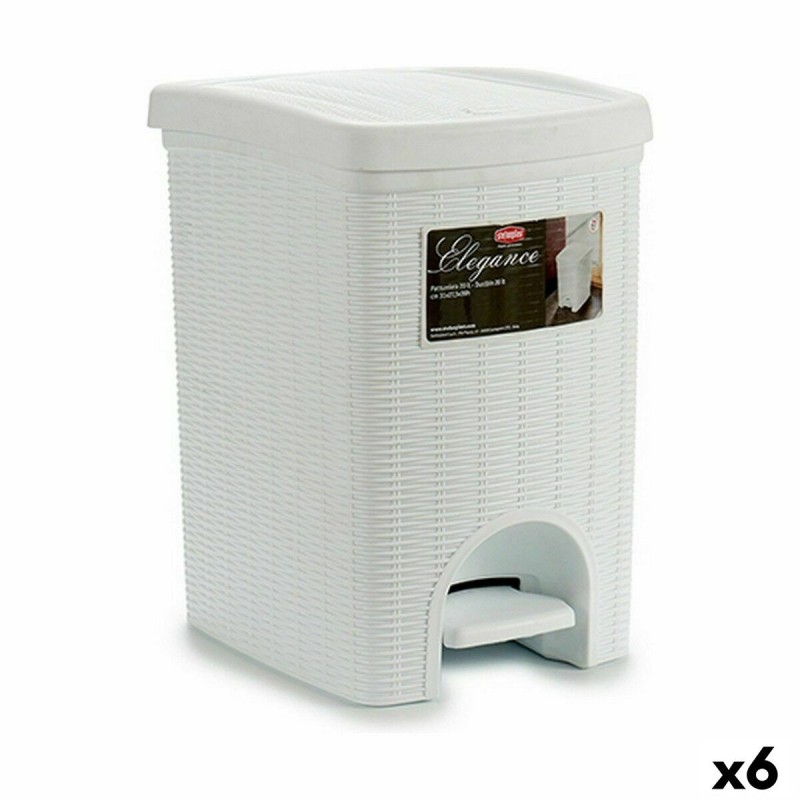 Poubelle à pédale Stefanplast Elegance Blanc Plastique 20 L (6 Unités)