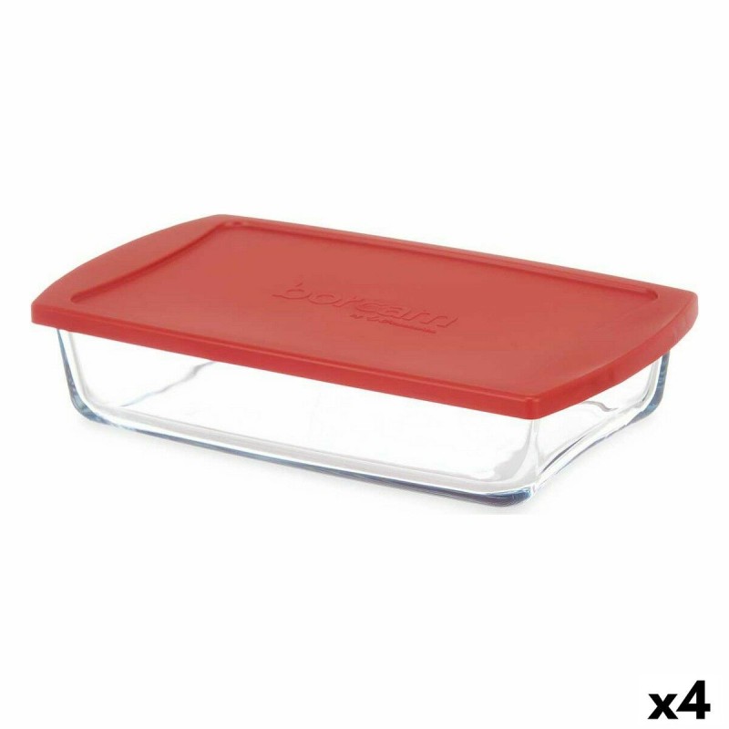 Boîte à lunch Pasabahce Borcam Rouge Transparent Verre Borosilicaté 1