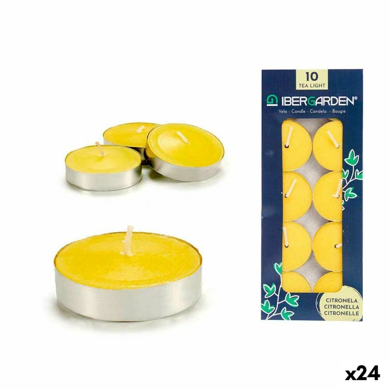 Ensemble de Bougies Ibergarden HL-1010CIT Jaune Métal Cire Citronnelle (24 Unités)