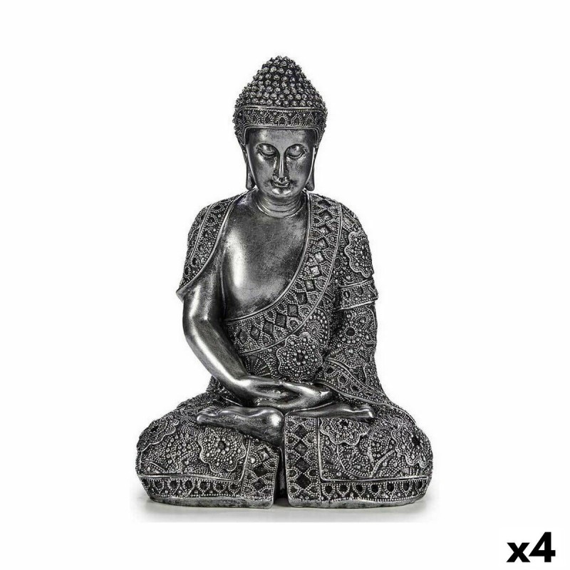 Figurine Décorative Buda Assis Argenté 17 x 32