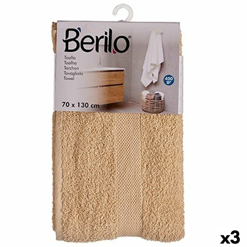 Serviette de toilette Berilo 89658 Crème 80 % coton 20 % Polyester 70 x 130 cm (3 Unités)