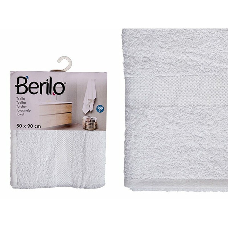 Serviette de toilette Berilo 89677 Blanc 80 % coton 20 % Polyester 50 x 90 cm (6 Unités)