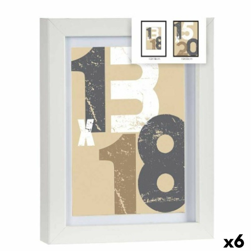 Porte photos mural Blanc verre Bois MDF 18 x 23 x 2