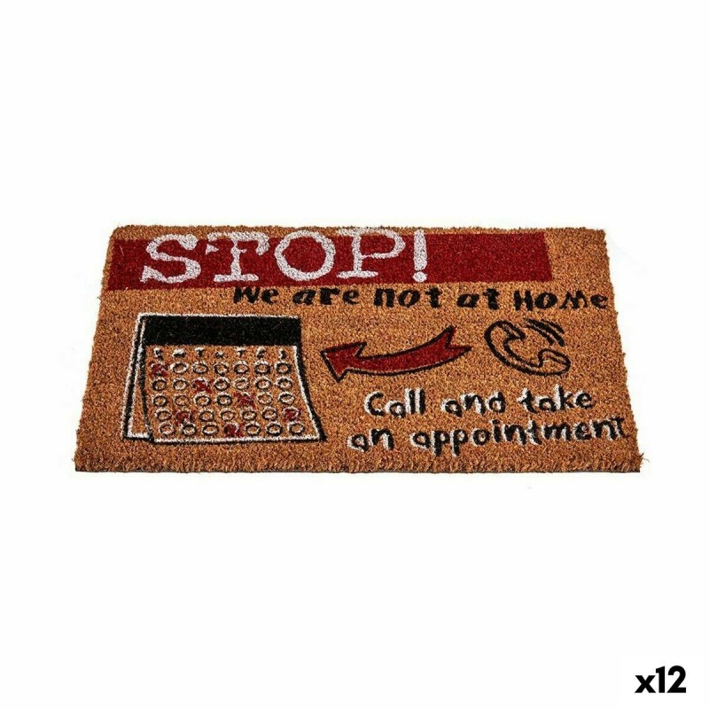 Paillasson Stop Noir Rouge Naturel Fibres de coco 40 x 1