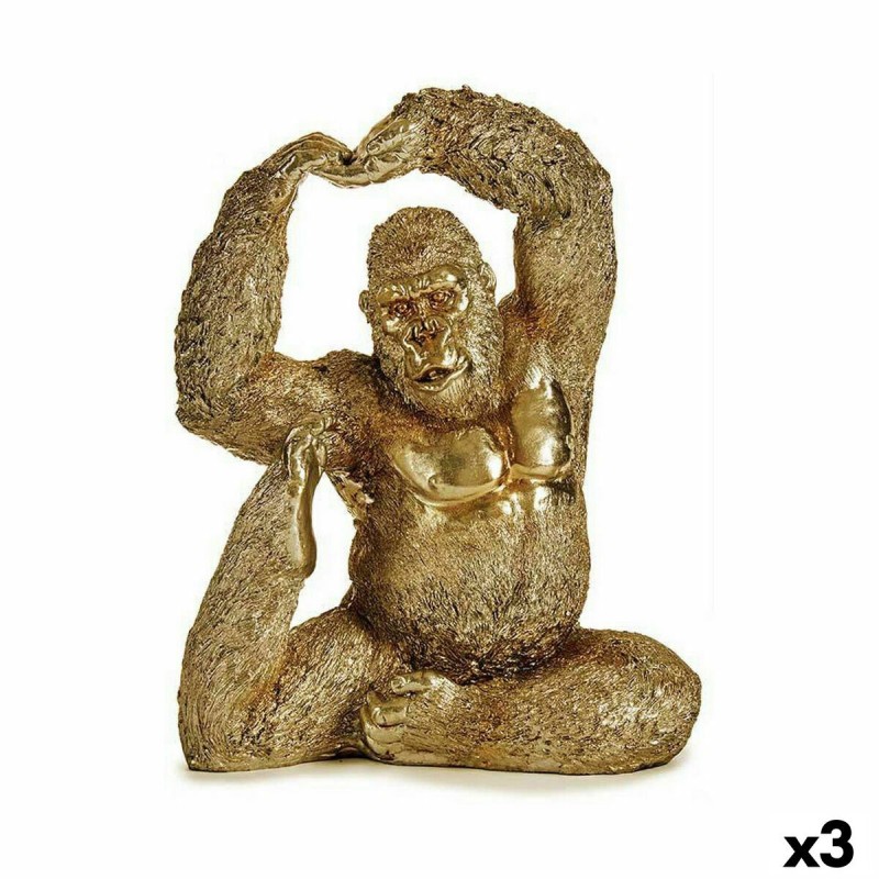 Figurine Décorative Yoga Gorille Doré 14 x 30 x 25