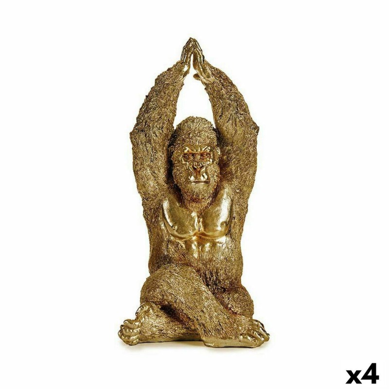 Figurine Décorative Yoga Gorille Doré 17 x 36 x 19