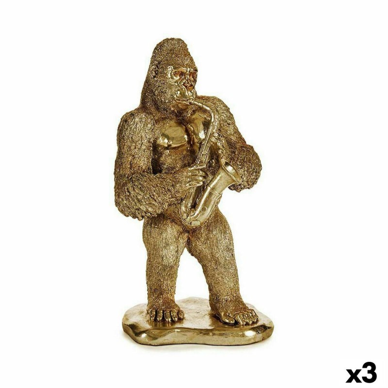 Figurine Décorative Gorille Saxophone Doré 18