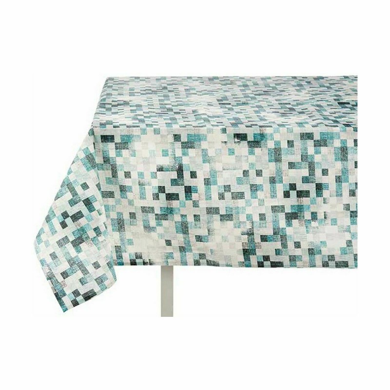 Nappe Kinvara CUADROS-A Turquoise toile 140 x 180 cm Antitaches Carreaux (6 Unités)