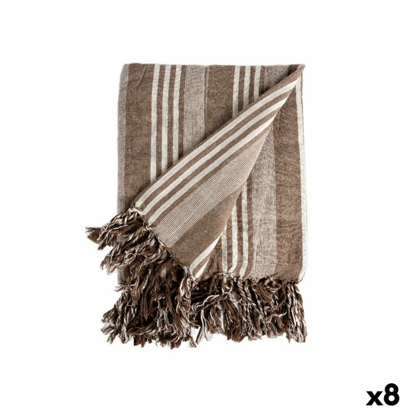 Foulard multi-usages Rayures 235 x 205 cm Blanc Beige (8 Unités)