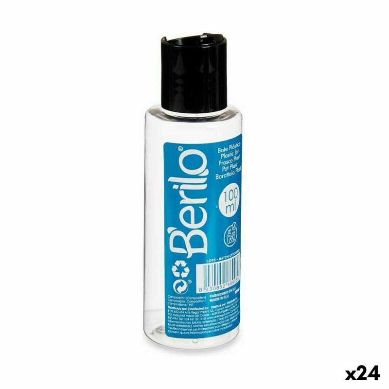 Distributeur de Liquides pour le Voyage Berilo SE1541-VERTIDOR Noir Transparent Plastique 100 ml 4 x 12