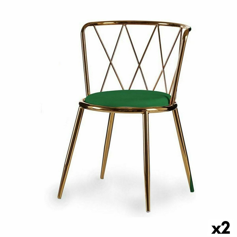 Chaise Losanges Vert Doré 50