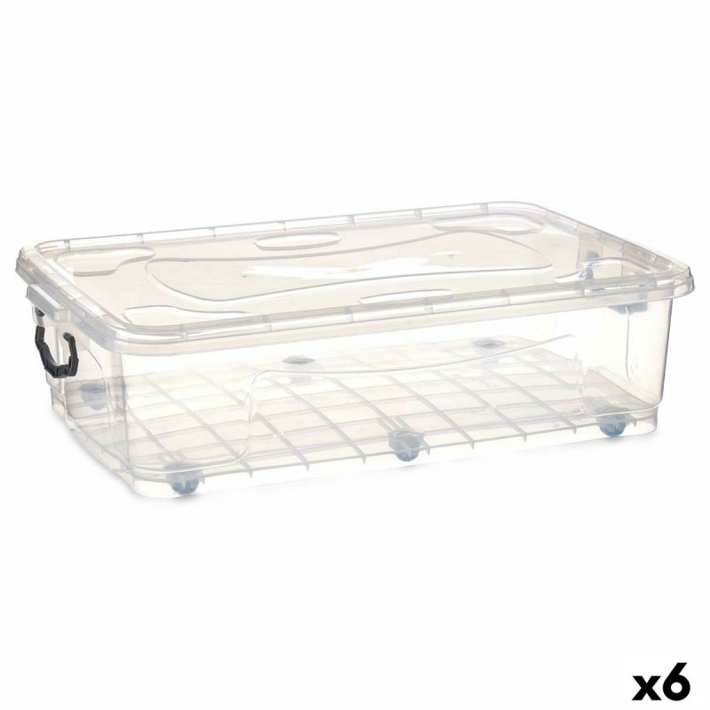 Boîte de rangement avec roues Transparent Plastique 40 L 46