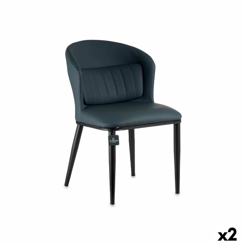 Fauteuil Rond Bleu Noir Acier 51 x 83