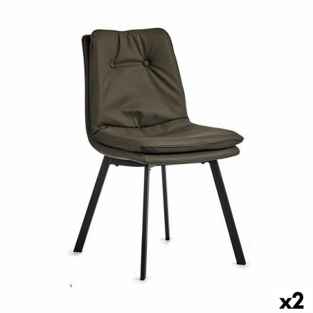 Fauteuil Boutons Noir Gris Acier 62 x 85 x 47 cm (2 Unités)