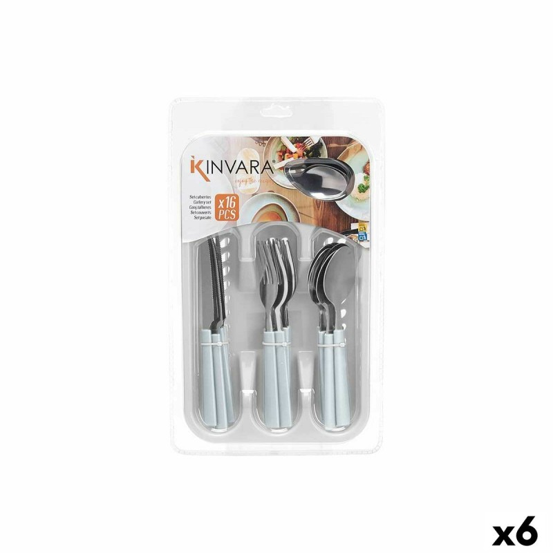 Ensemble de Couverts Kinvara KT166096-1C Blanc Argenté Acier inoxydable Plastique (6 Unités)