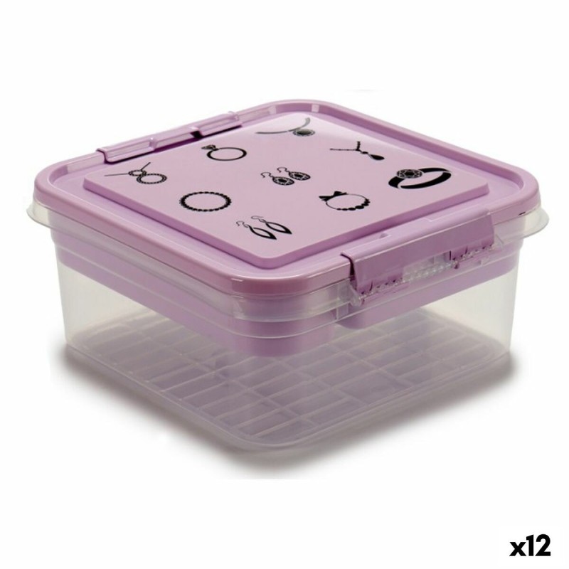 Boîte à bijoux Violet Transparent Plastique 24