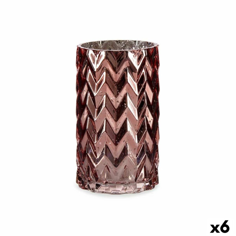 Vase Taillé Epis Rose Verre 11