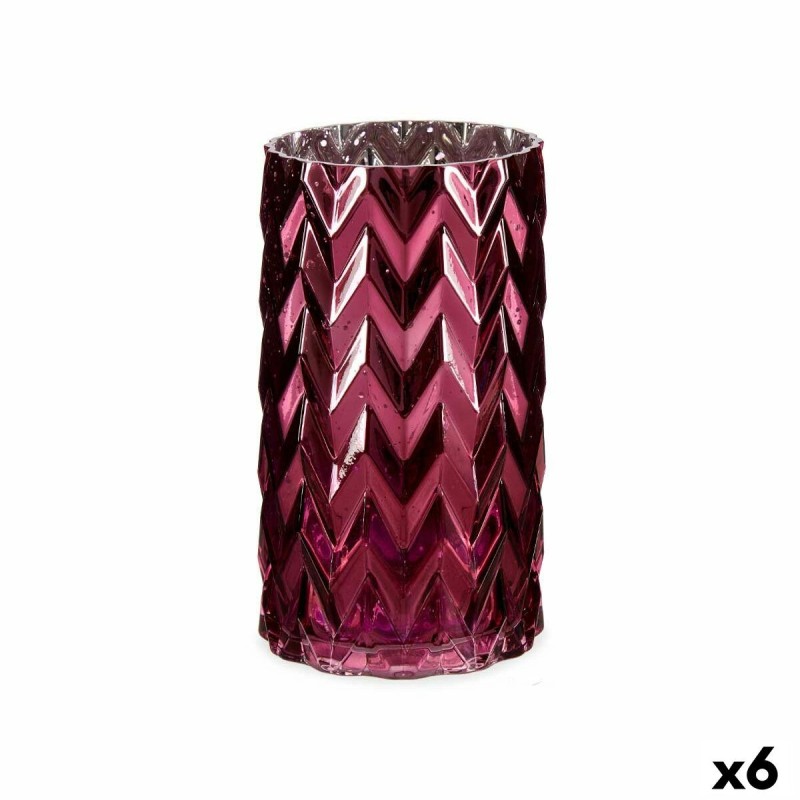 Vase Taillé Epis Rose Verre 11