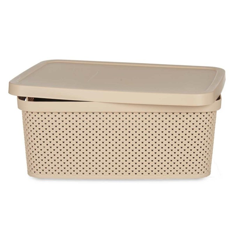 Boîte de rangement avec couvercle Kipit 041261-5 Beige Plastique 13 L 28 x 15 x 39 cm (12 Unités)