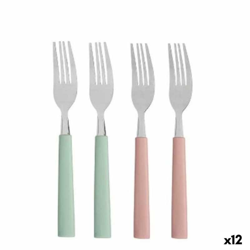 Ensemble de Fourchettes Kinvara CN-KT166096-1F Vert Rose Argenté Acier inoxydable Plastique 18