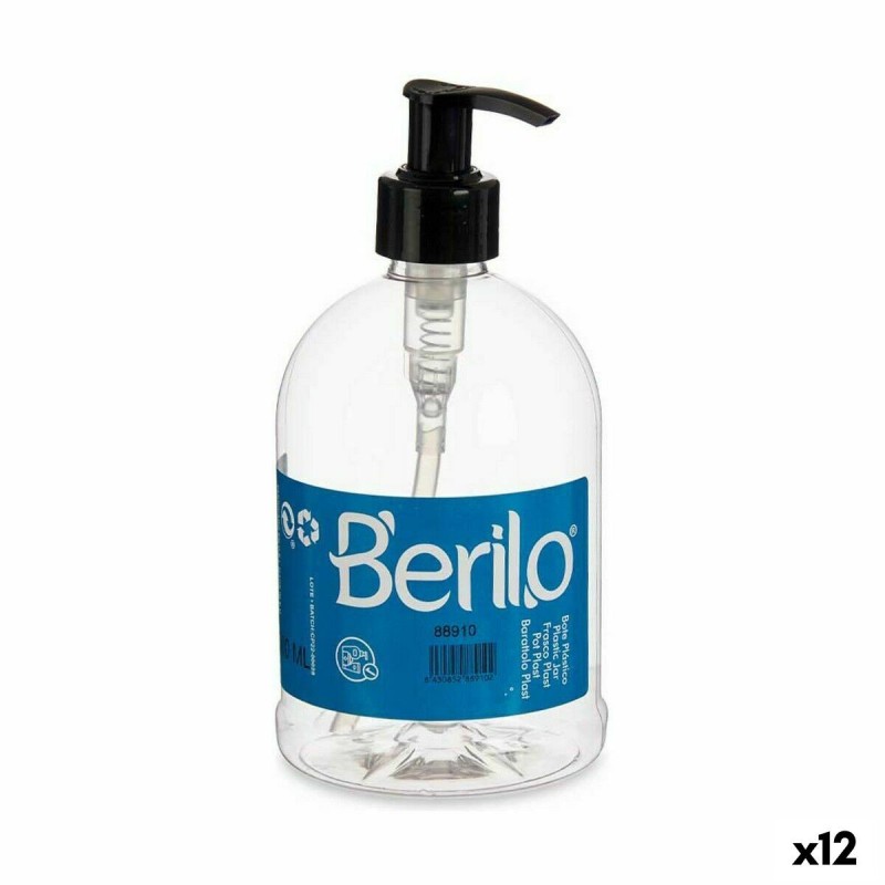 Distributeur de Savon Berilo SE1205-DOSIFICADOR Noir Transparent Plastique 500 ml 8 x 16