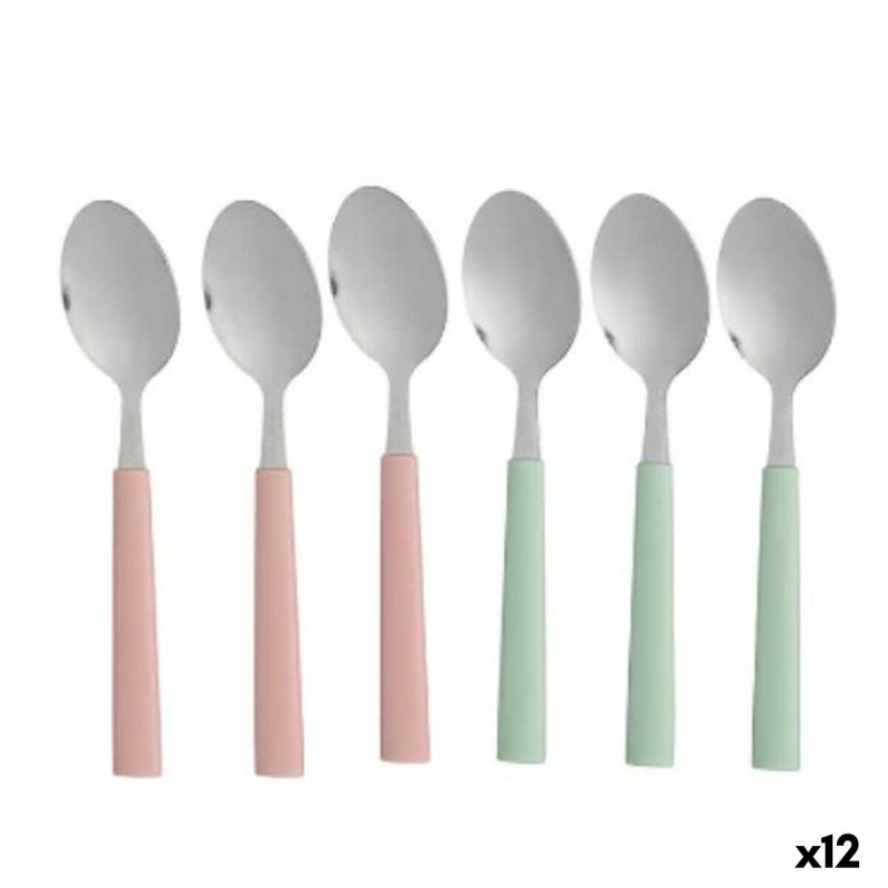 Set de cuillères à dessert Kinvara CN-KT166096-1T Vert Rose Argenté Acier inoxydable Plastique 15