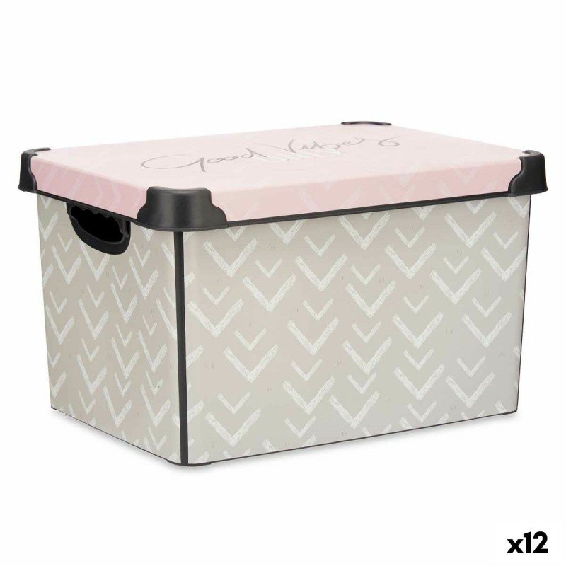 Boîte de rangement avec couvercle Kipit Vibes Rose Plastique Flèches 22 L 30 x 23