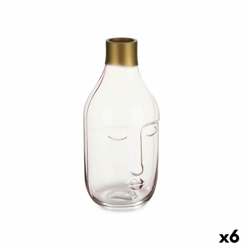 Vase Visage Rose verre 11 x 24