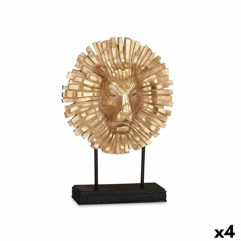 Figurine Décorative Lion Noir Doré 28 x 38