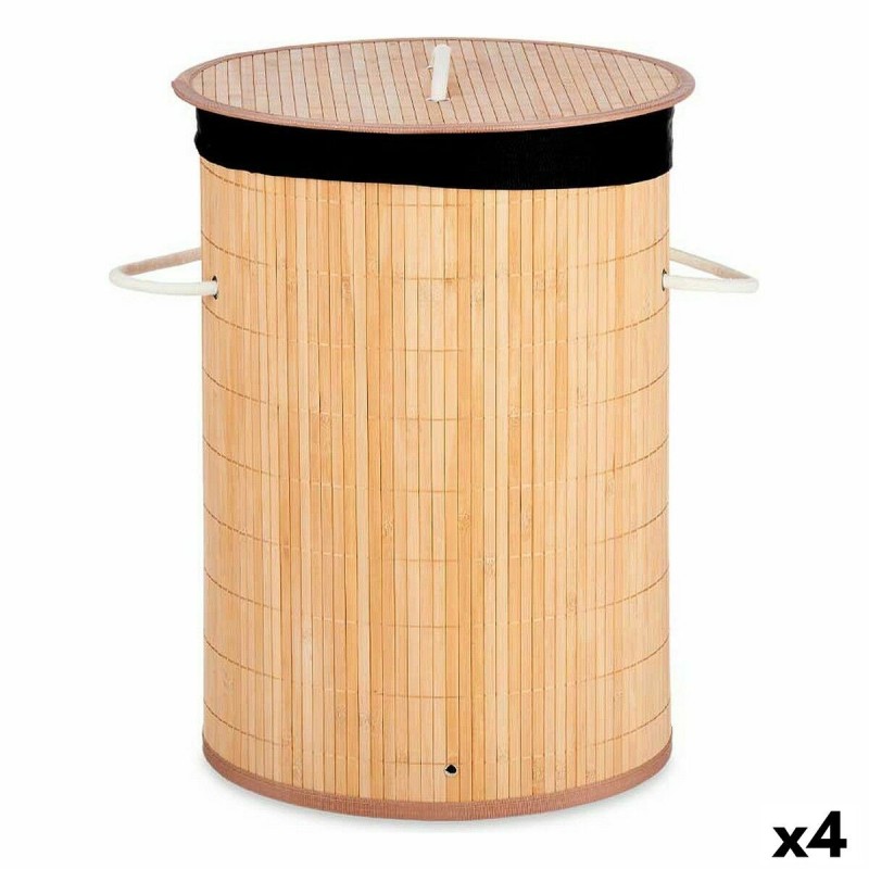 Panier à linge Kipit BA1315-436 Noir Naturel Métal Bambou Bois MDF 48 L (4 Unités)