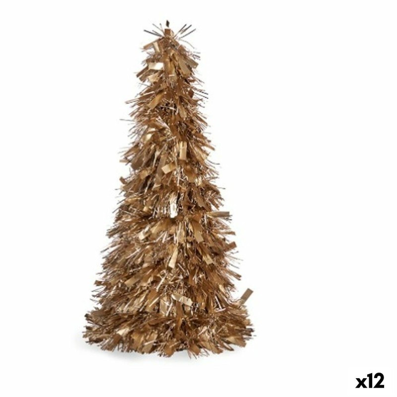 Figurine Décorative Sapin de Noël guirlande Doré polypropylène PET 27 x 45