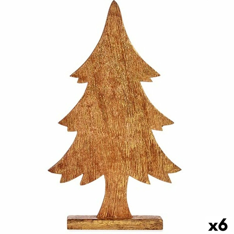 Figurine Décorative Sapin de Noël Doré Bois 5