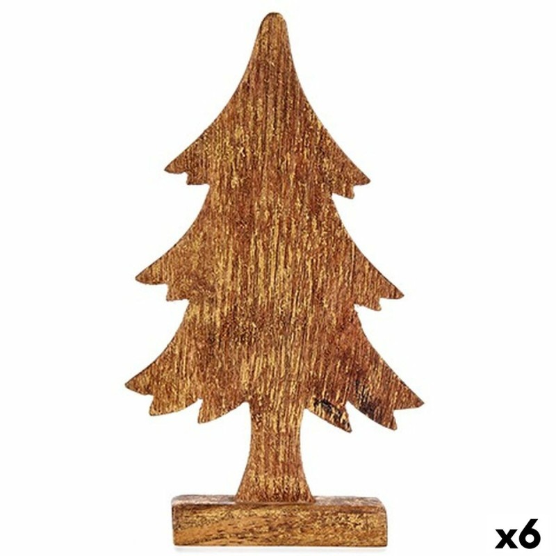 Figurine Décorative Sapin de Noël Doré Bois 5 x 31 x 15