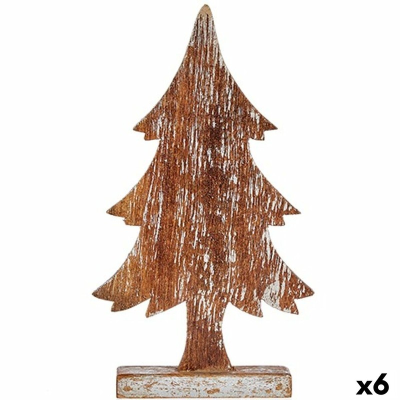 Figurine Décorative Sapin de Noël Argenté Bois 5 x 39 x 21 cm (6 Unités)